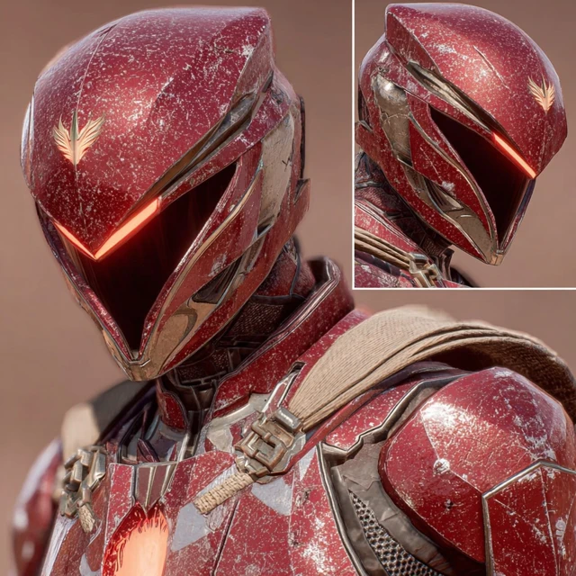 Red Ranger Blaze Arcanum Fire Element Armor Design