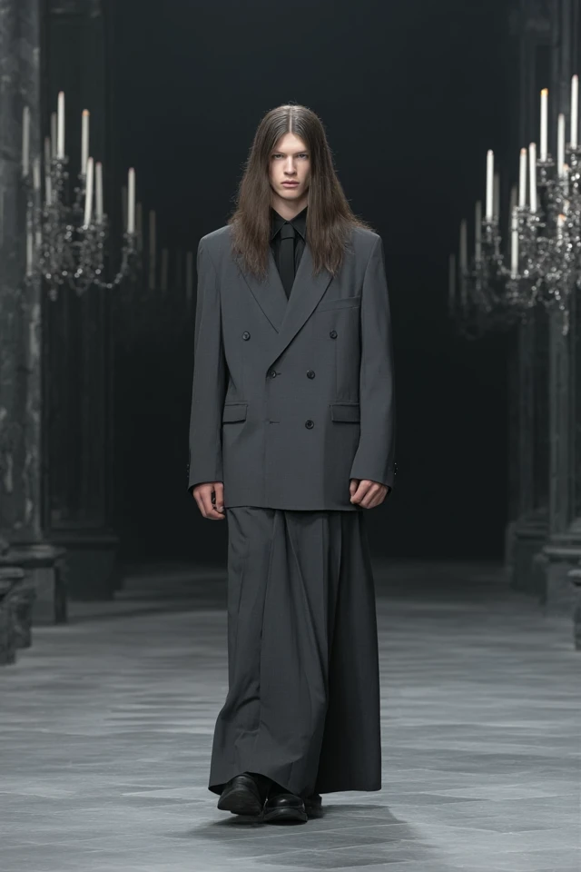 Avant Garde Male Model in Dior Dark Suit