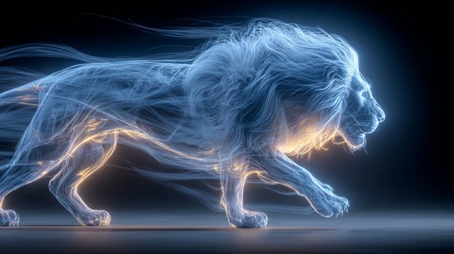 Electric Lion Majestic Futuristic Art