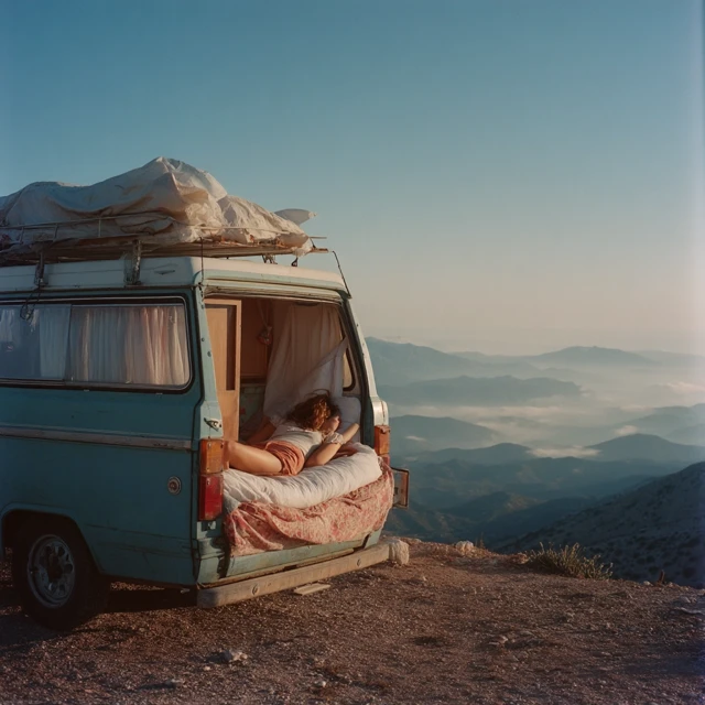 Van Life Girl on Mountain Top Adventure