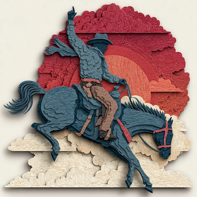 Papercut Rodeo Cowboy Design SVG Laser Cut File