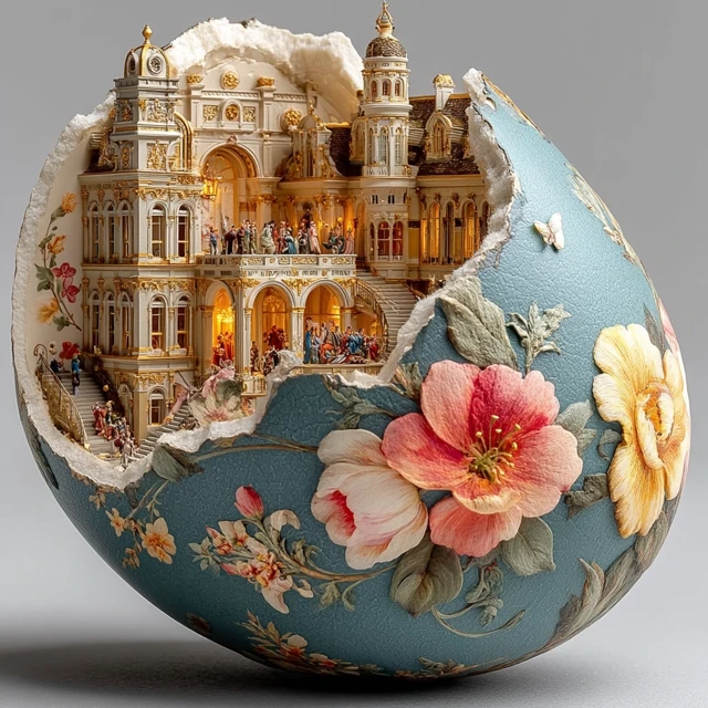 Fantasy Easter Egg with Fairy Kingdom