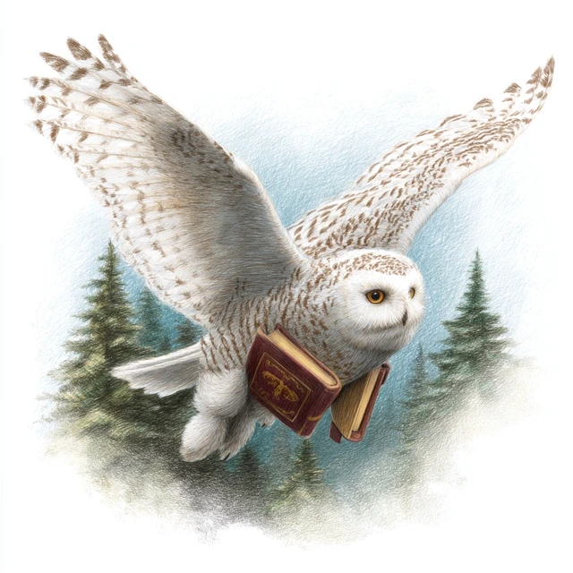 Polar Owl Reading Book Illustration for Children