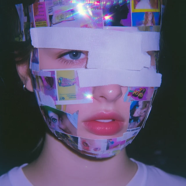 Y2K Tumblr Girl with Magazine Collage Bandage Face
