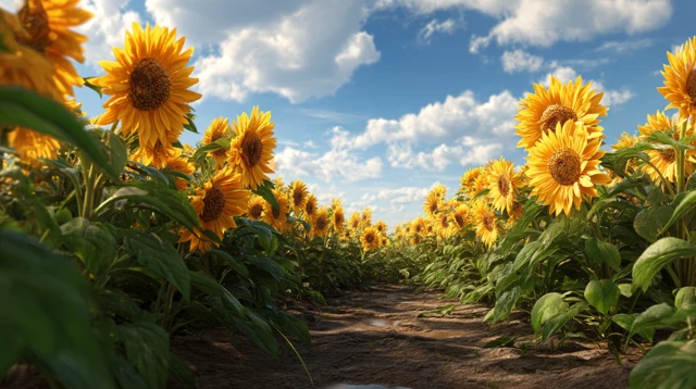 Sunflower Field Scenic View HD