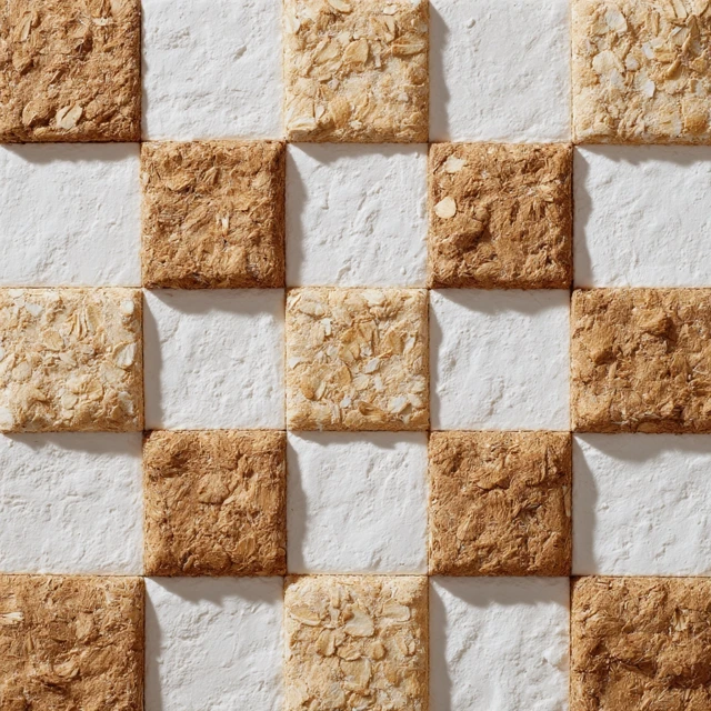 Oat and Milk Checkered Board Texture Studio Shot