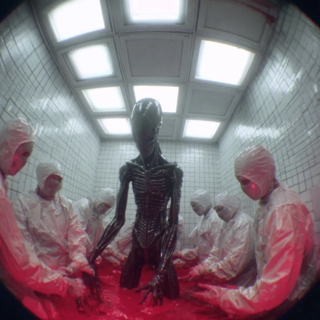 Surreal Alien Encounter VHS Aesthetic