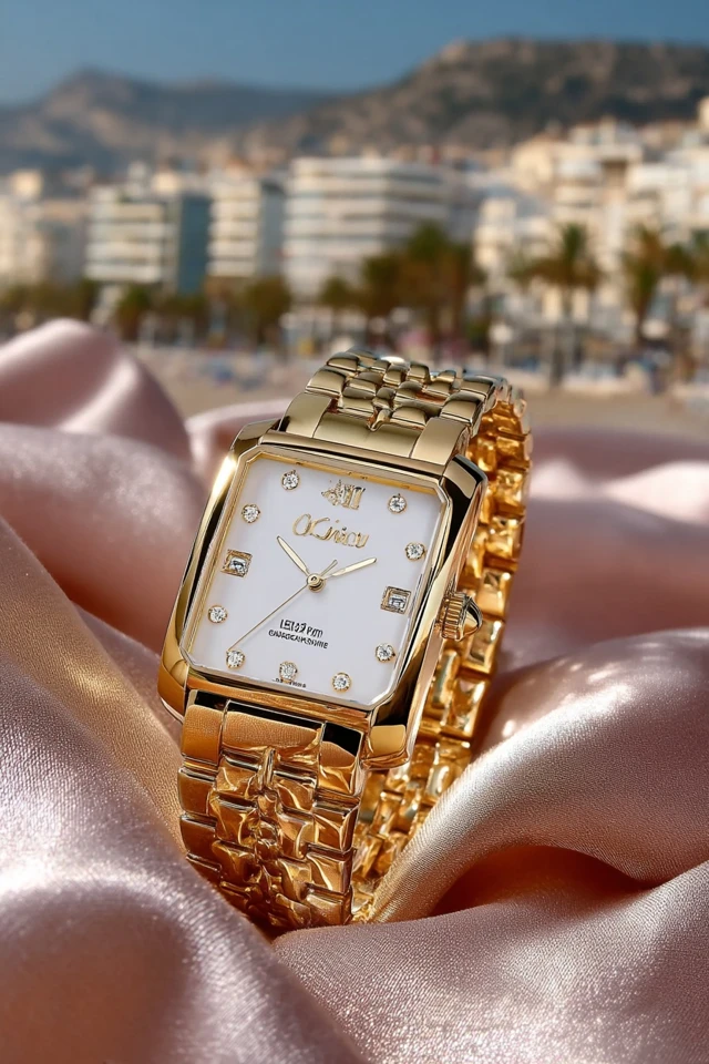 Golden Womens Watch Product Photography