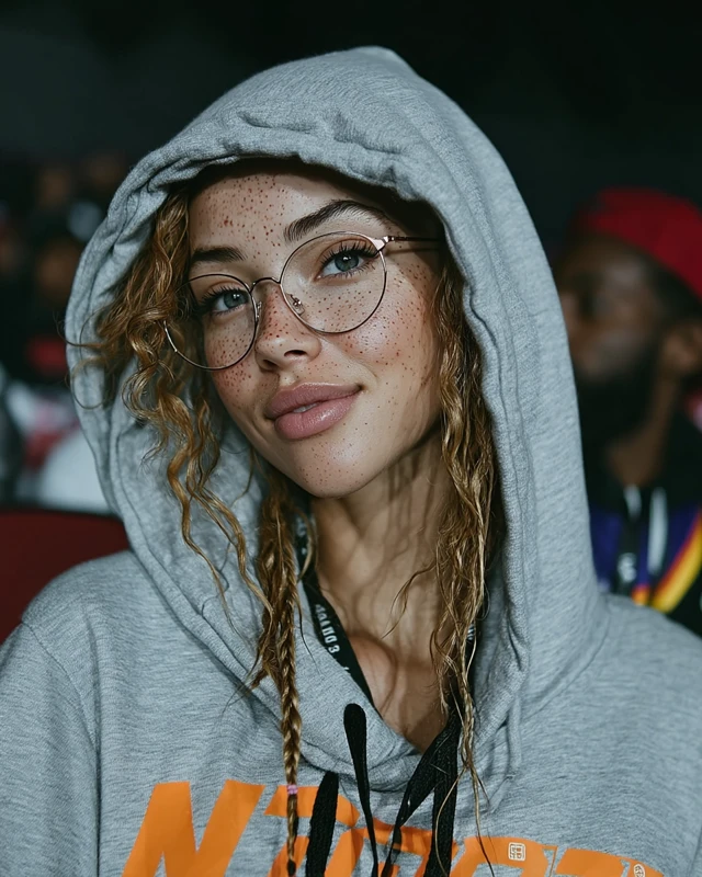 Girl in Glasses at Basketball Game