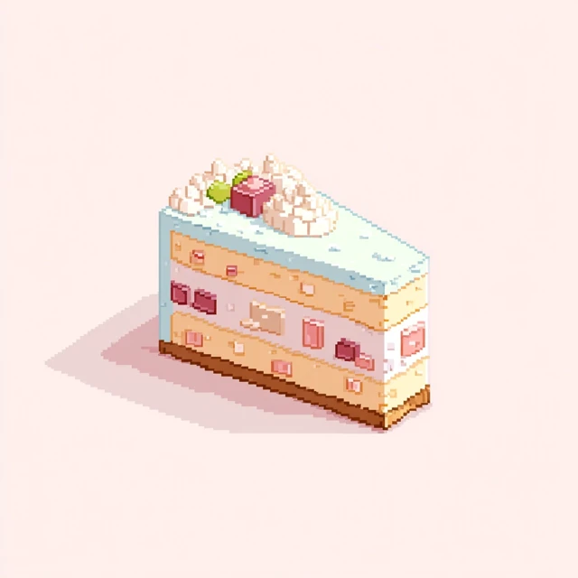 Pixel Art Cake Cute Design Soft Pastel Colors