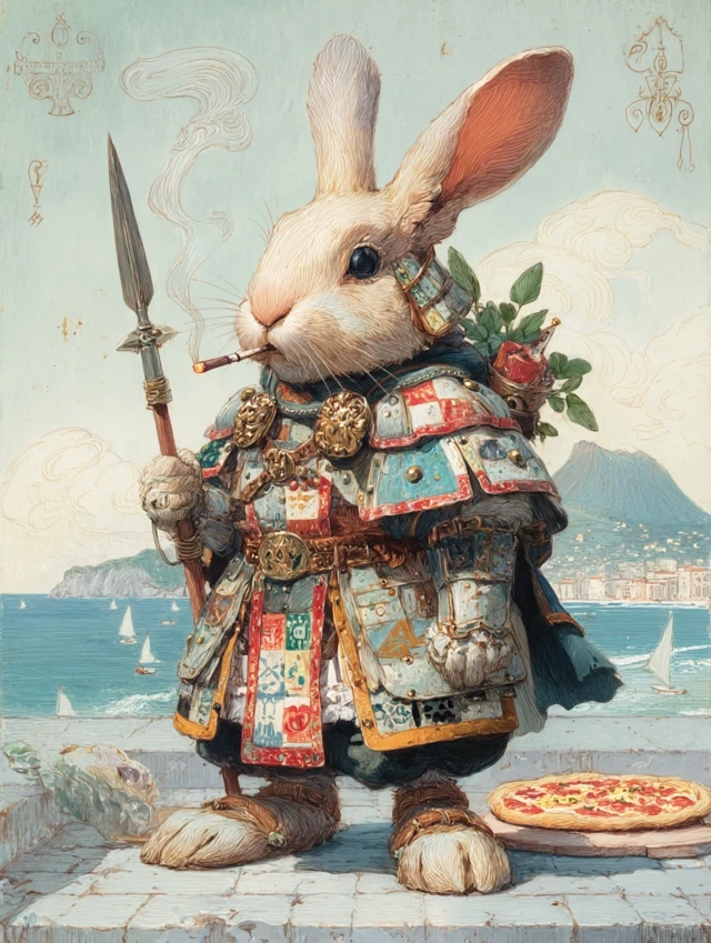 Knight Rabbit Naples Italy Fantasy Illustration