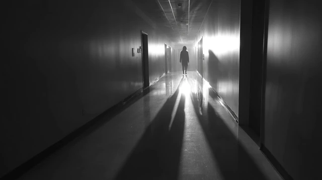 Ominous Shadow Figure in a Corridor Illustration