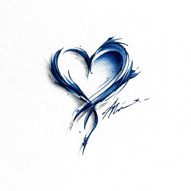 Indigo Blue Heart Tattoo Design Stylish and Simple