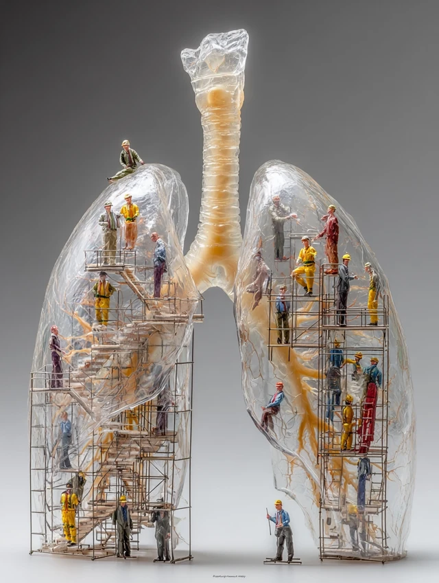 Giant Transparent Lungs with Miniature Workers