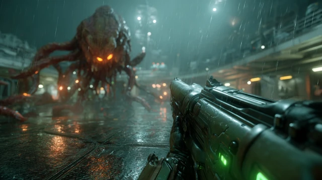 DOOM Slayer Battles a Tentacled Monster