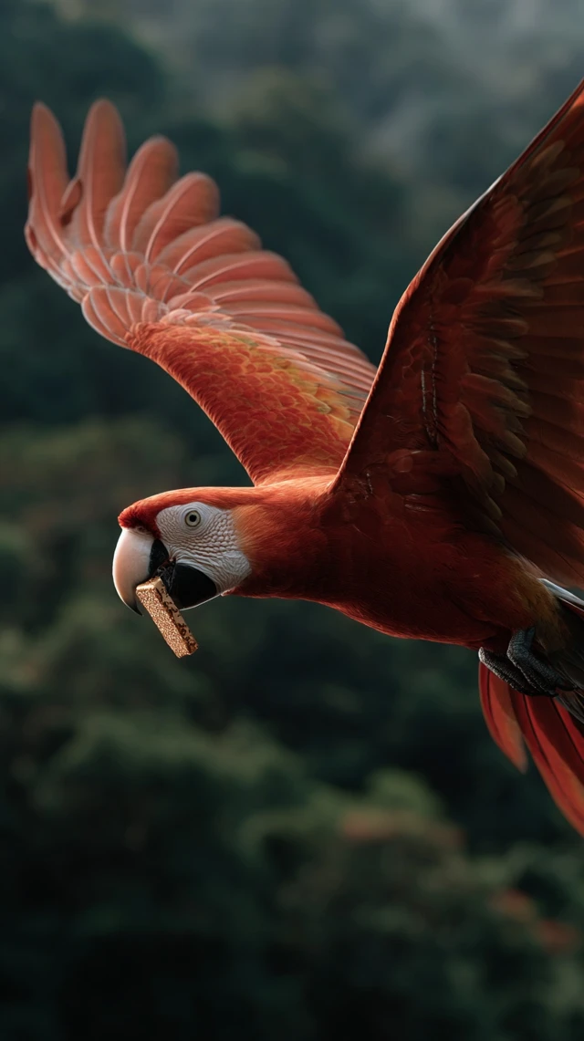 Flying Parrot With Protein Bar Nature Photo