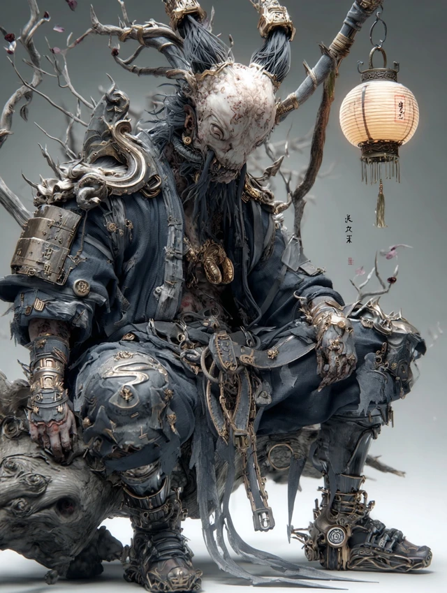 Chinese Mythic War Spirit Sculpture Art Fusion