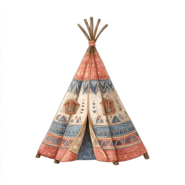 Cute Teepee Tent Illustration for Childrens Books