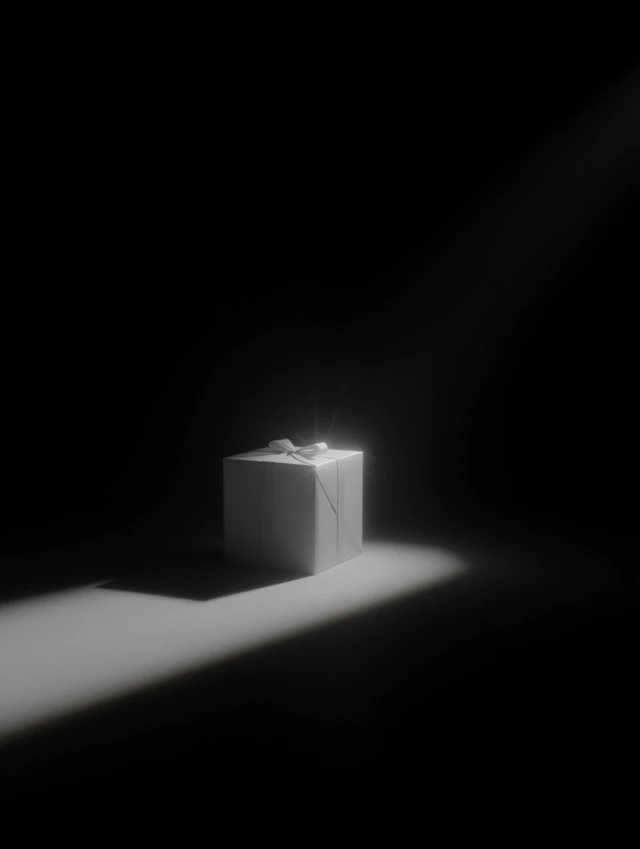 Minimalist 3D Render of a Gift Box Dramatic Lighting