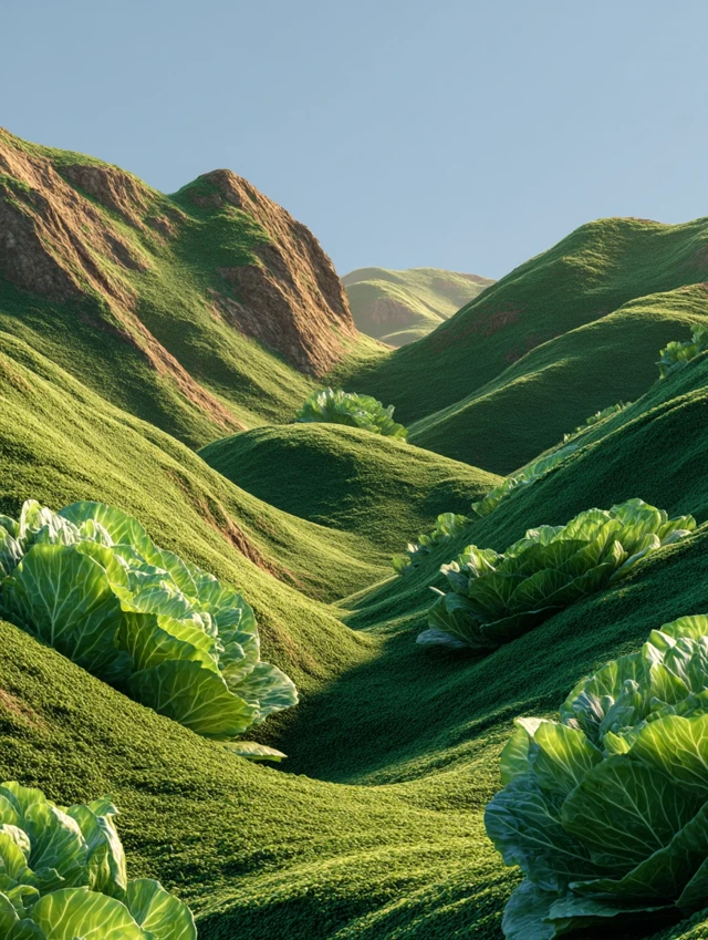 Lush Lettuce Field Realistic Landscape View