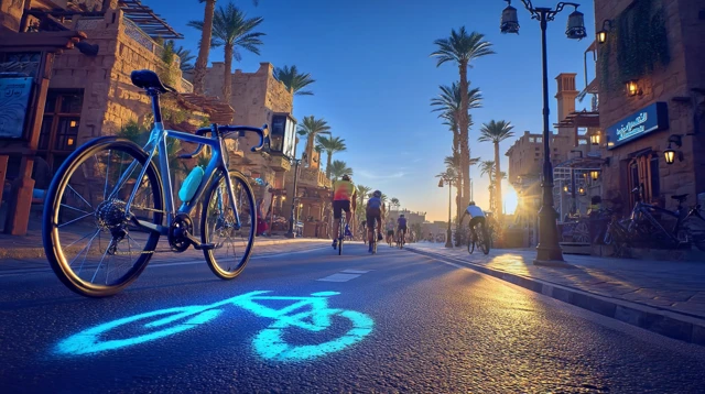 Cycling in Saudi Arabia Cinematic Street Scene