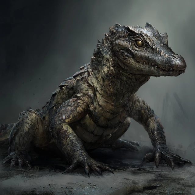 Mutated Crocodile Lizard Realistic Creature Art