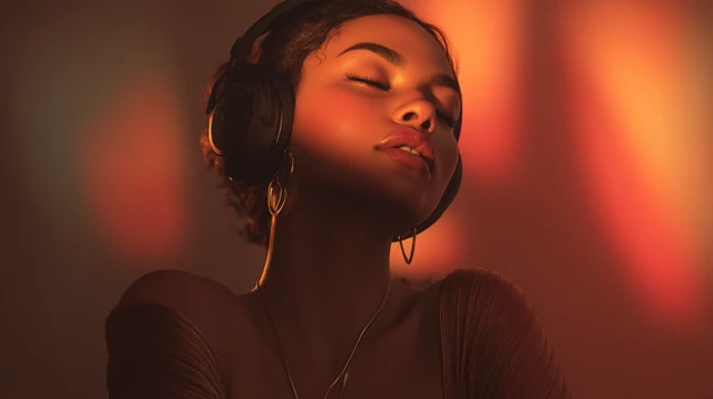 Beautiful Woman Listening to Music Portrait
