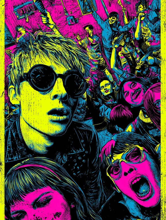 Punk Rock Party Poster Bright Colors Screen Print
