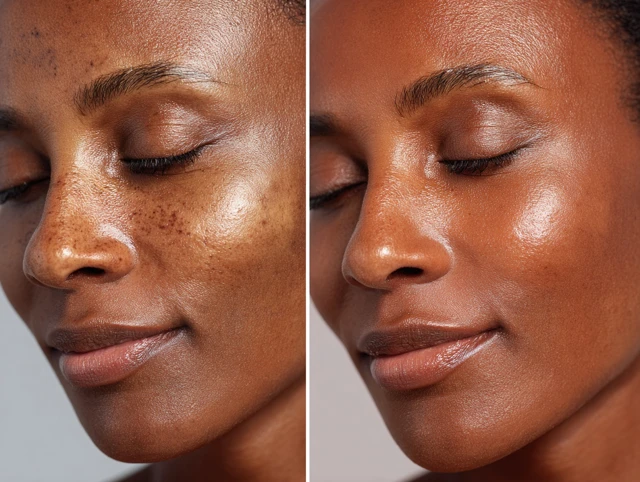 Skin Brightening Before After on Brown Skin