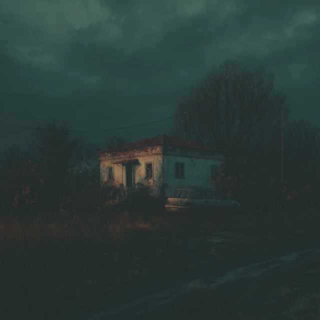 Abandoned House at Night Spooky and Atmospheric