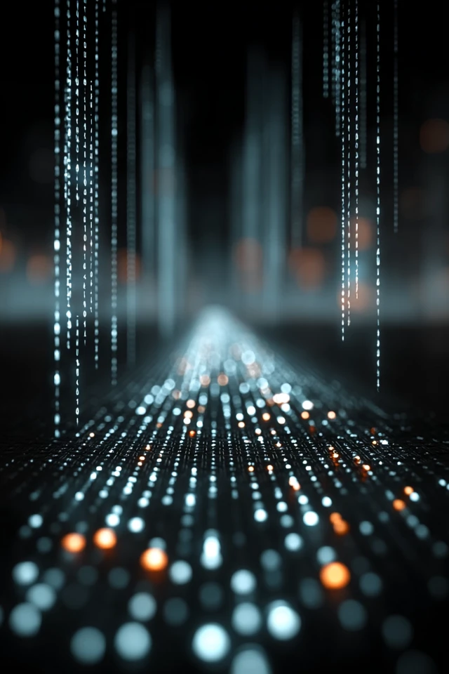 Abstract Digital Data Stream Binary Code Cyberpunk Tech Wallpaper