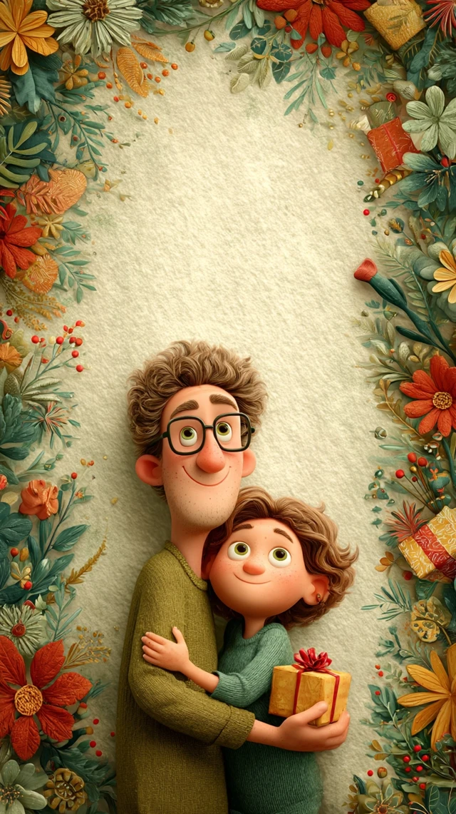 Father and Child Warm Scene Illustration