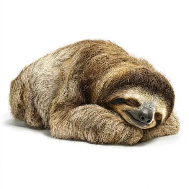 Sleeping Sloth Peaceful Illustration on White