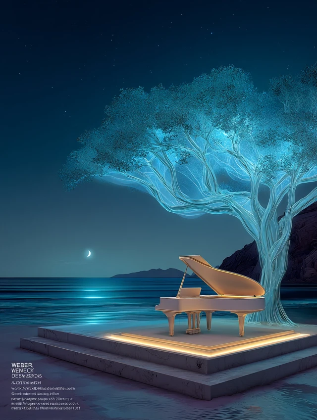 Neon Tree Piano Beach Art