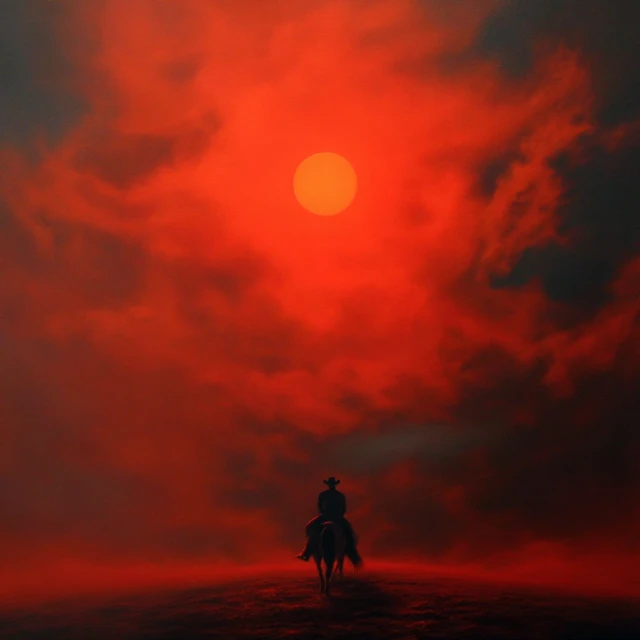 Western Movie Poster: Cowboy Sunset in the Arizona Desert