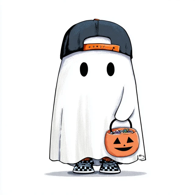 Cute Halloween Ghost Character Cartoon Illustration