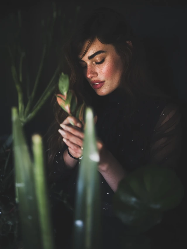 Girl and Plants A Fashion Portrait of Temptation