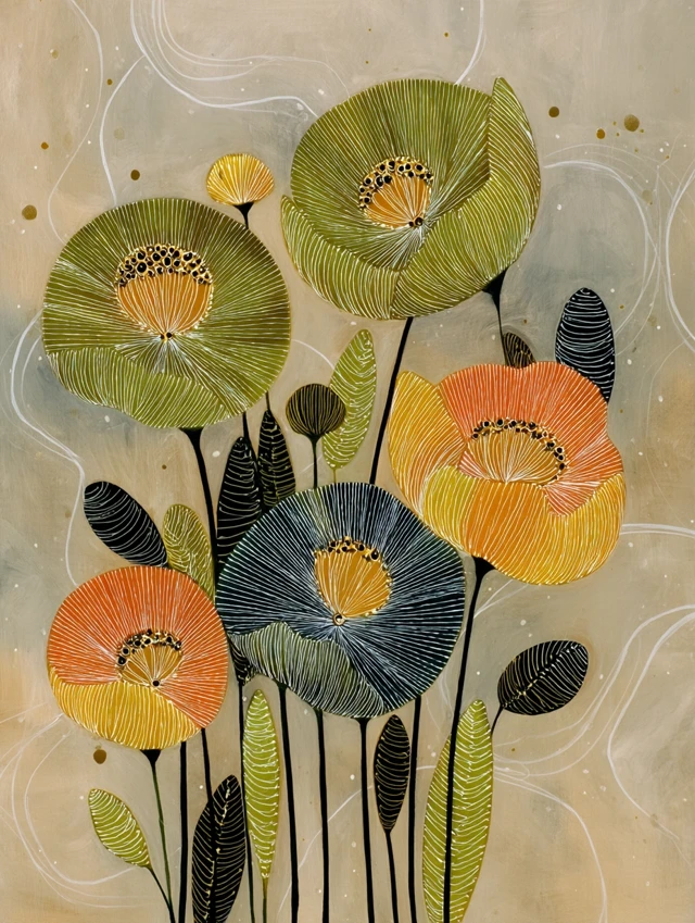 Modern Abstract Flower Painting