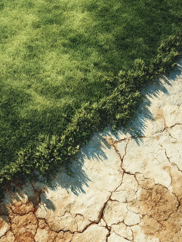 Photorealistic Lawn with Dry Cracked Earth
