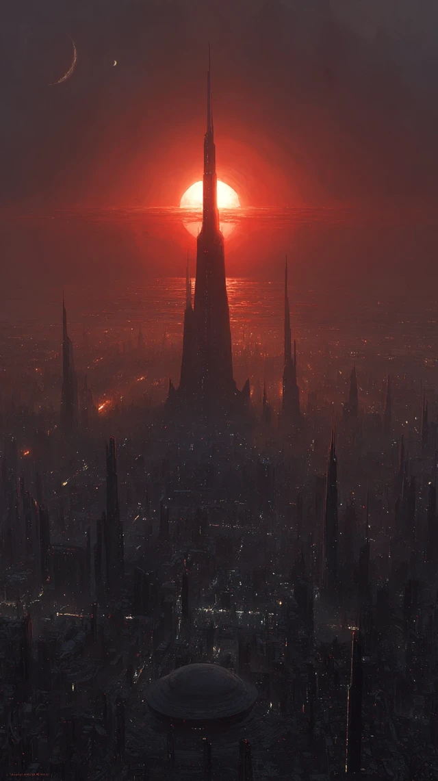 Futuristic City Sunset SciFi Architecture