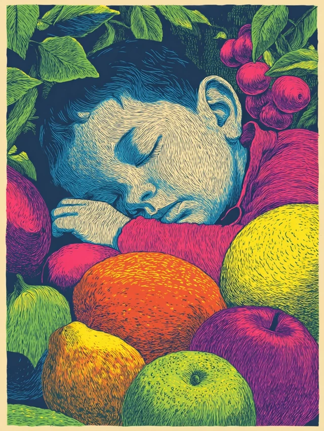 Dreaming Toddler Linocut Print