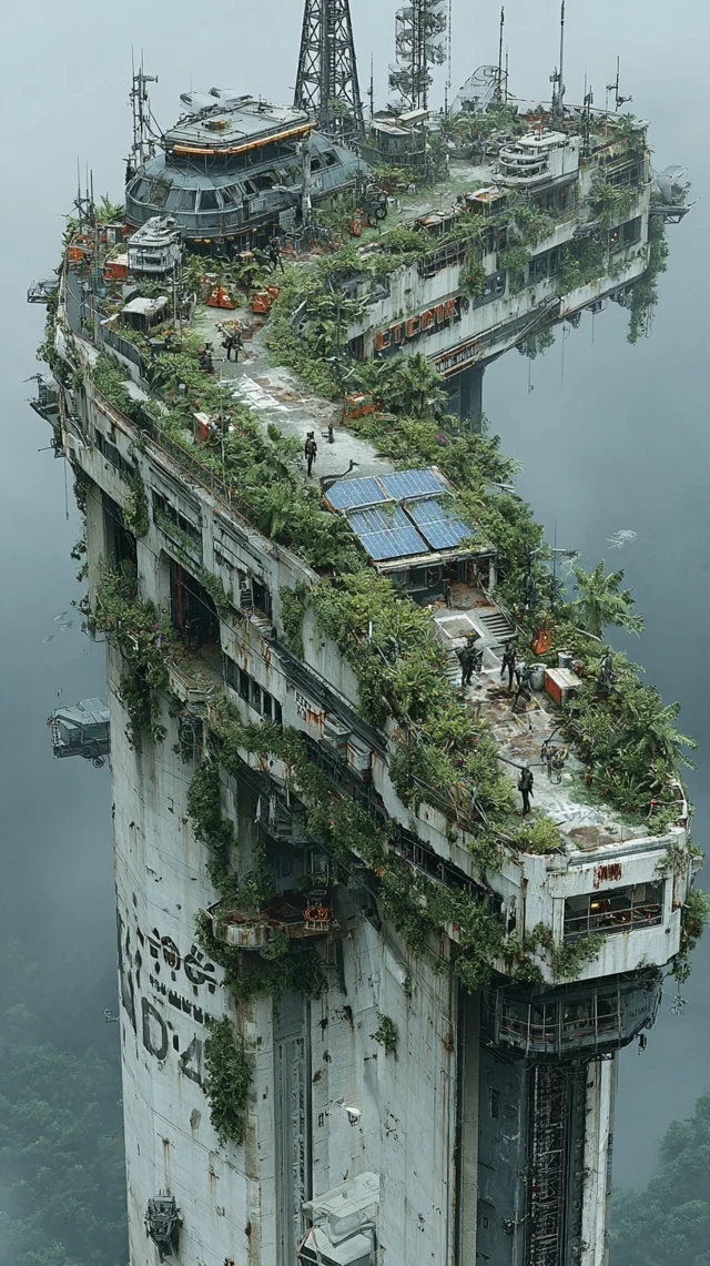 Doomsday Shelter Concrete Pillar with Solar Panels