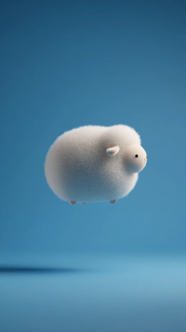 Fluffy 3D Cartoon Sheep Art Piece
