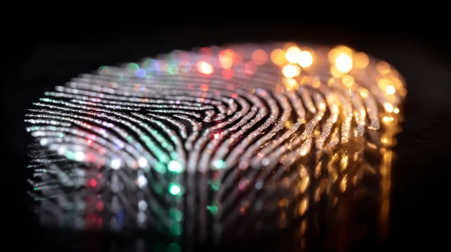 Glowing Fingerprint Impression on Black