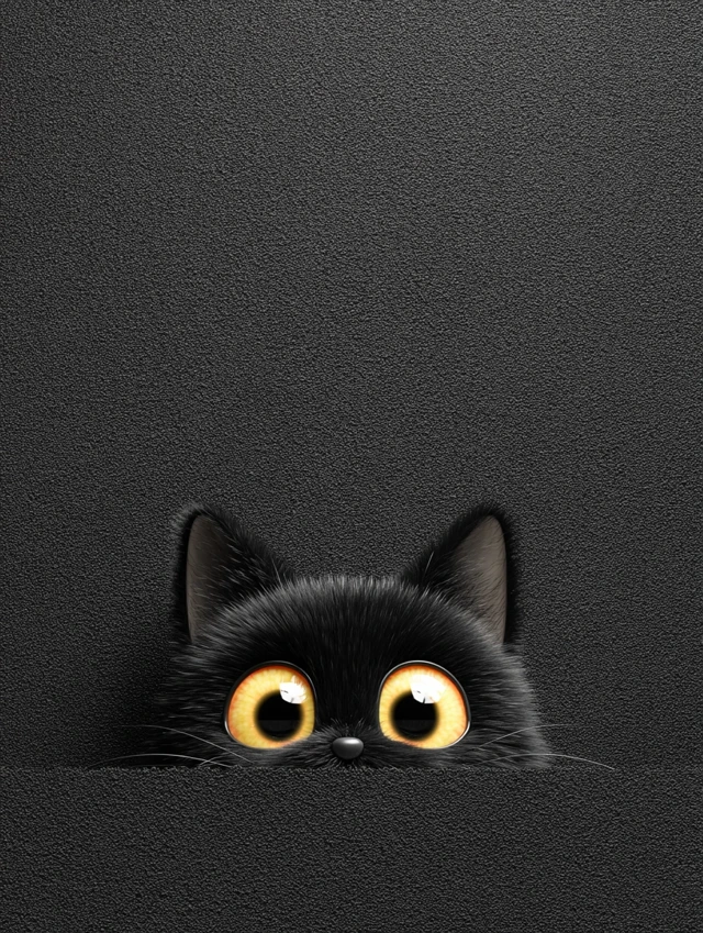 Cute Black Cat Peekaboo Illustration