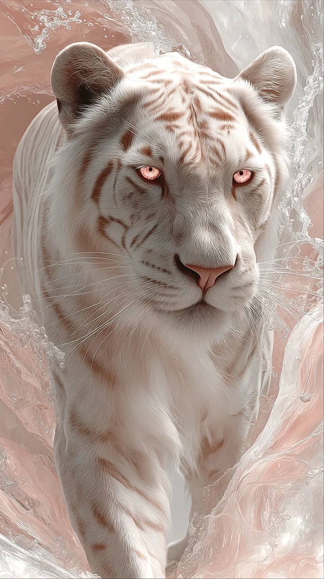 Majestic White Panther Ocean Guardian Illustration