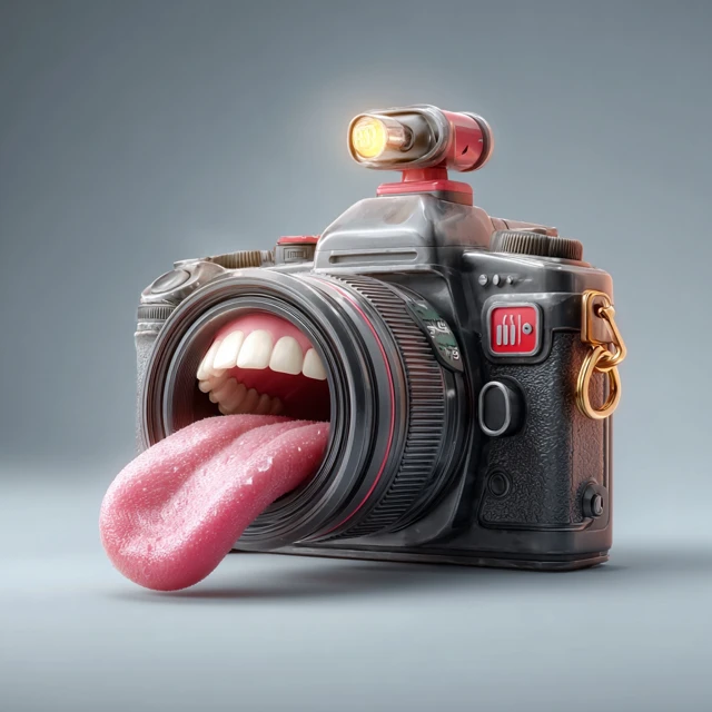 Surreal Camera with Tongue Product Photography