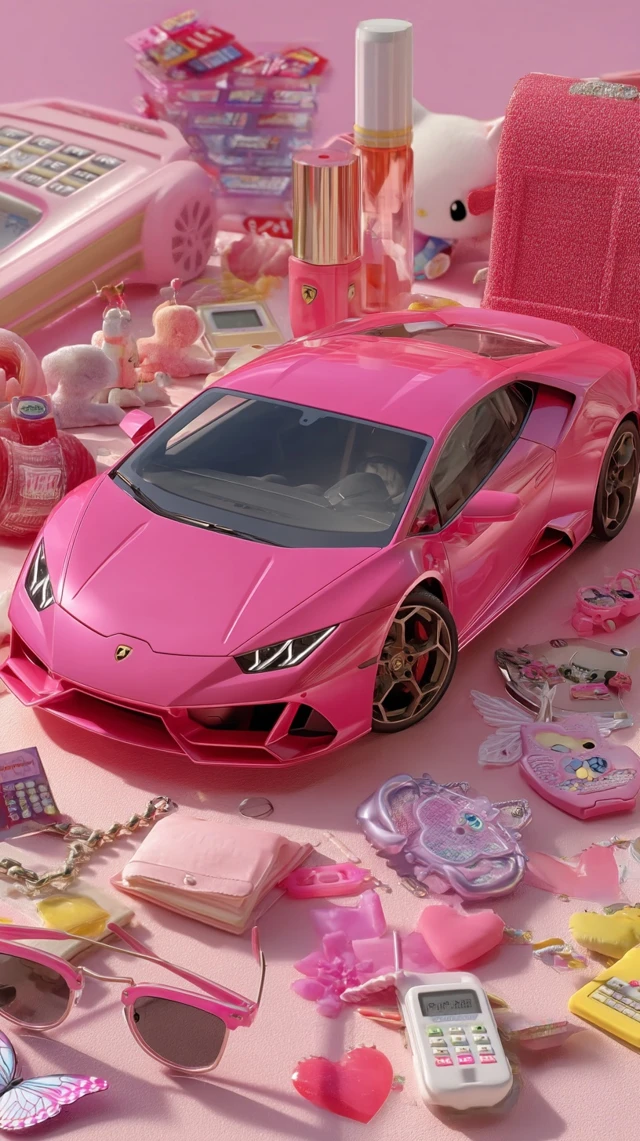 Hot Pink Lamborghini Aesthetic Collage