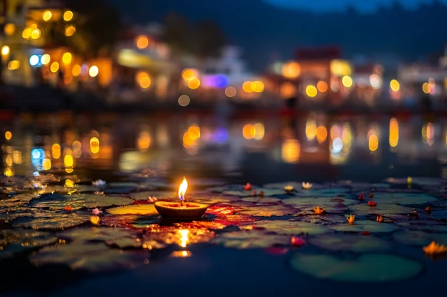 Diwali Candle in Rishikesh River