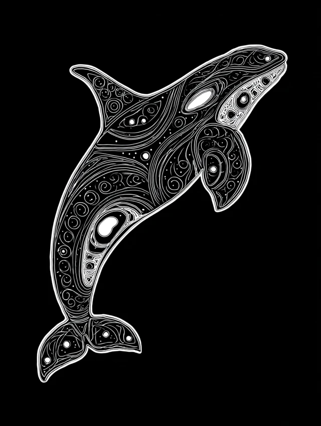 Orca Whale Mandala Tribal Art Vector Design